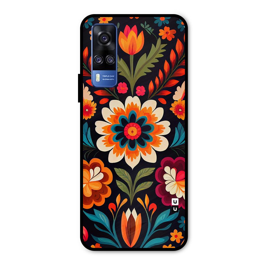 Colorful Mexican Floral Pattern Metal Back Case for Vivo Y31
