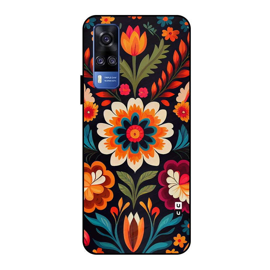 Colorful Mexican Floral Pattern Metal Back Case for Vivo Y51