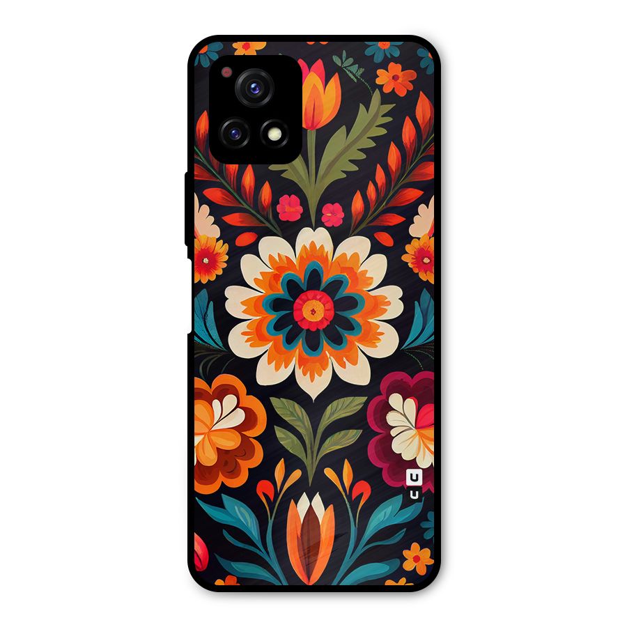 Colorful Mexican Floral Pattern Metal Back Case for Vivo Y72 5G