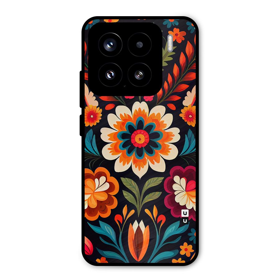 Colorful Mexican Floral Pattern Metal Back Case for Xiaomi 15