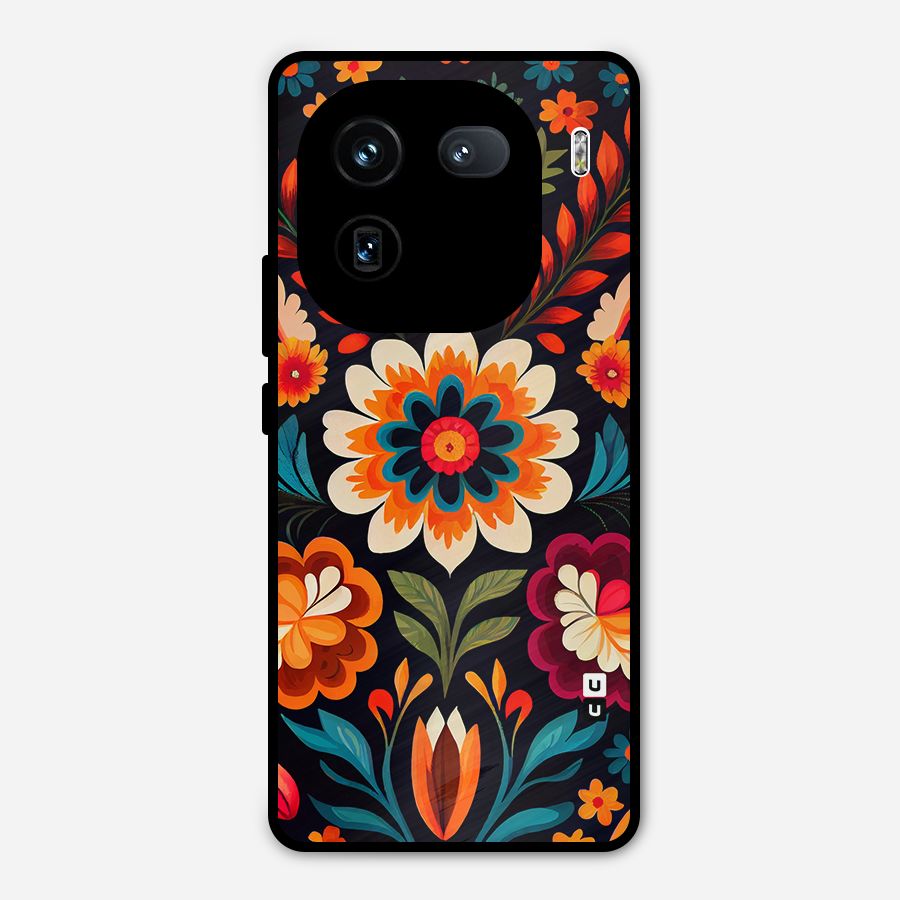 Colorful Mexican Floral Pattern Metal Back Case for iQOO 12