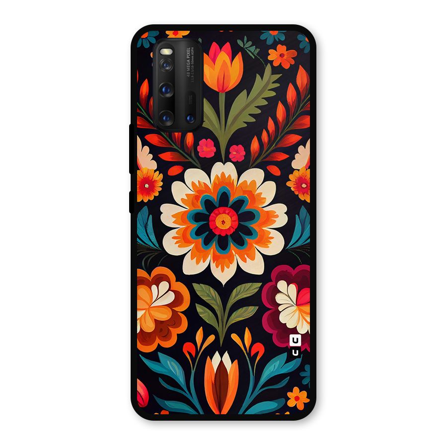 Colorful Mexican Floral Pattern Metal Back Case for iQOO 3