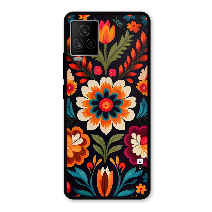 Colorful Mexican Floral Pattern Metal Back Case for iQOO 7 Legend 5G