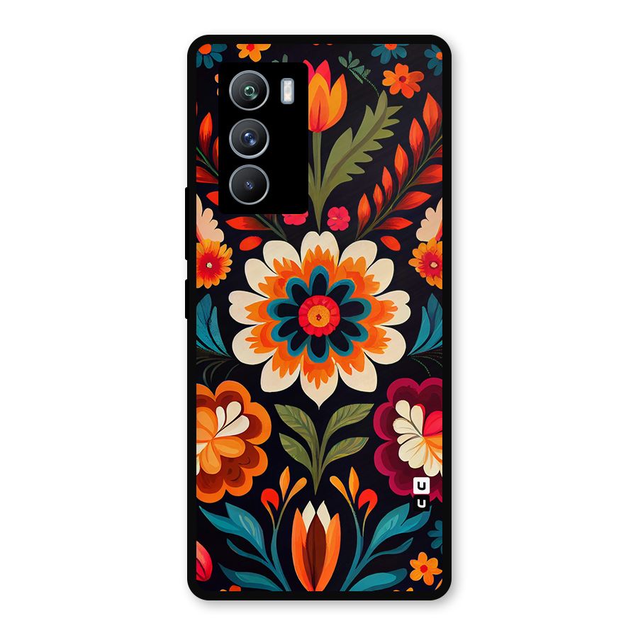 Colorful Mexican Floral Pattern Metal Back Case for iQOO 9 SE