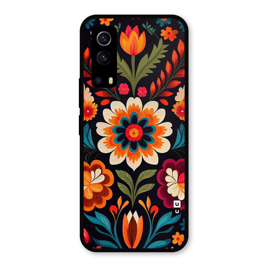 Colorful Mexican Floral Pattern Metal Back Case for iQOO Z3