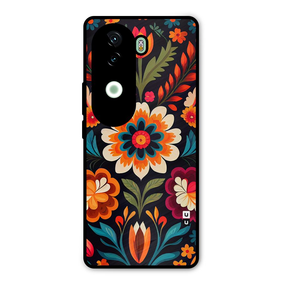 Colorful Mexican Floral Pattern Metal Back Case for iQOO Z9s