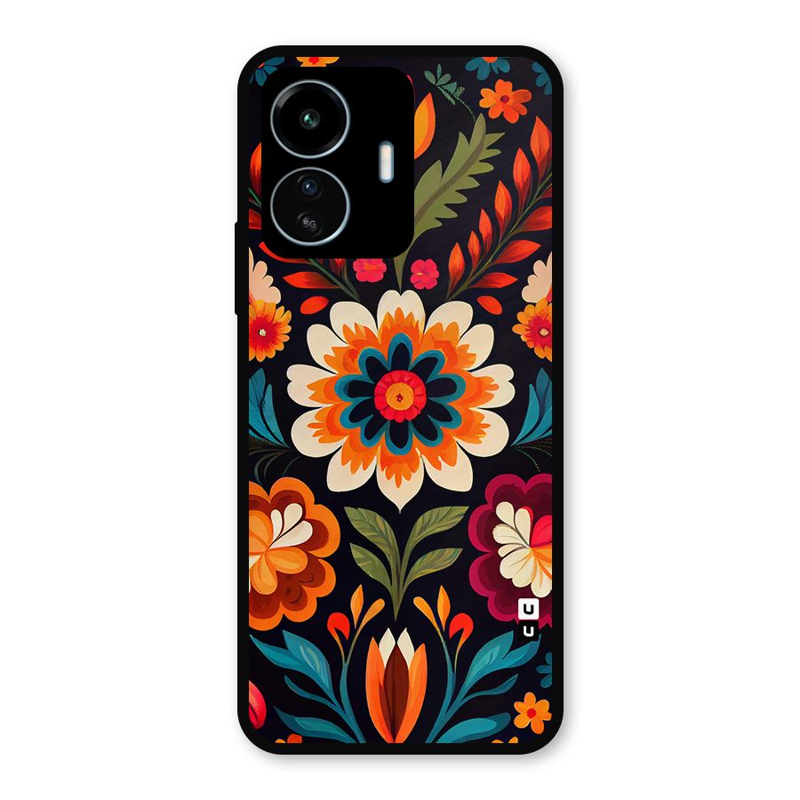 Colorful Mexican Floral Pattern Metal Back Case for vivo iQOO Z6 Lite 5G