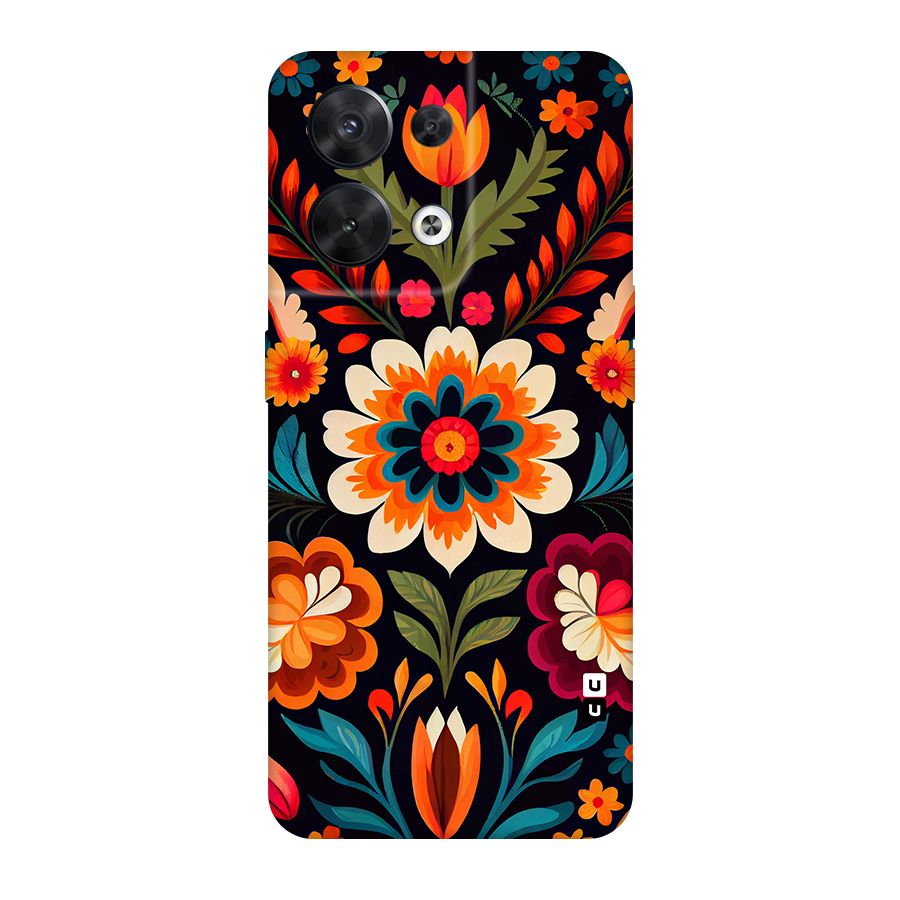 Colorful Mexican Floral Pattern Original Polycarbonate Back Case for Oppo Reno8 5G