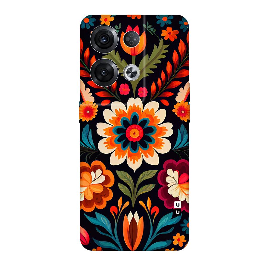 Colorful Mexican Floral Pattern Original Polycarbonate Back Case for Oppo Reno8 Pro 5G