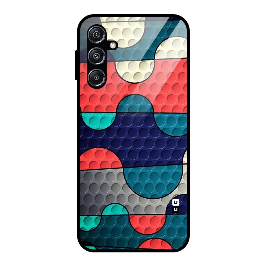 Colorful Puzzle Design Glass Back Case for Galaxy M34 5G