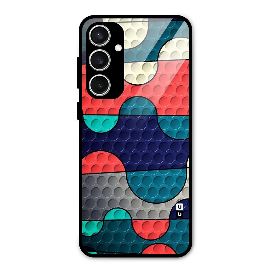 Colorful Puzzle Design Glass Back Case for Galaxy S23 FE