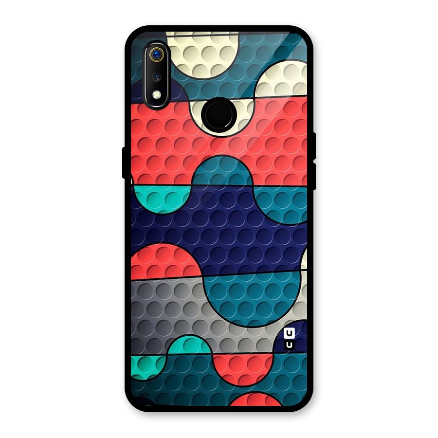 Colorful Puzzle Design Glass Back Case for Realme 3