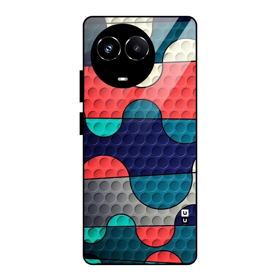Colorful Puzzle Design Glass Back Case for Realme Narzo 60X