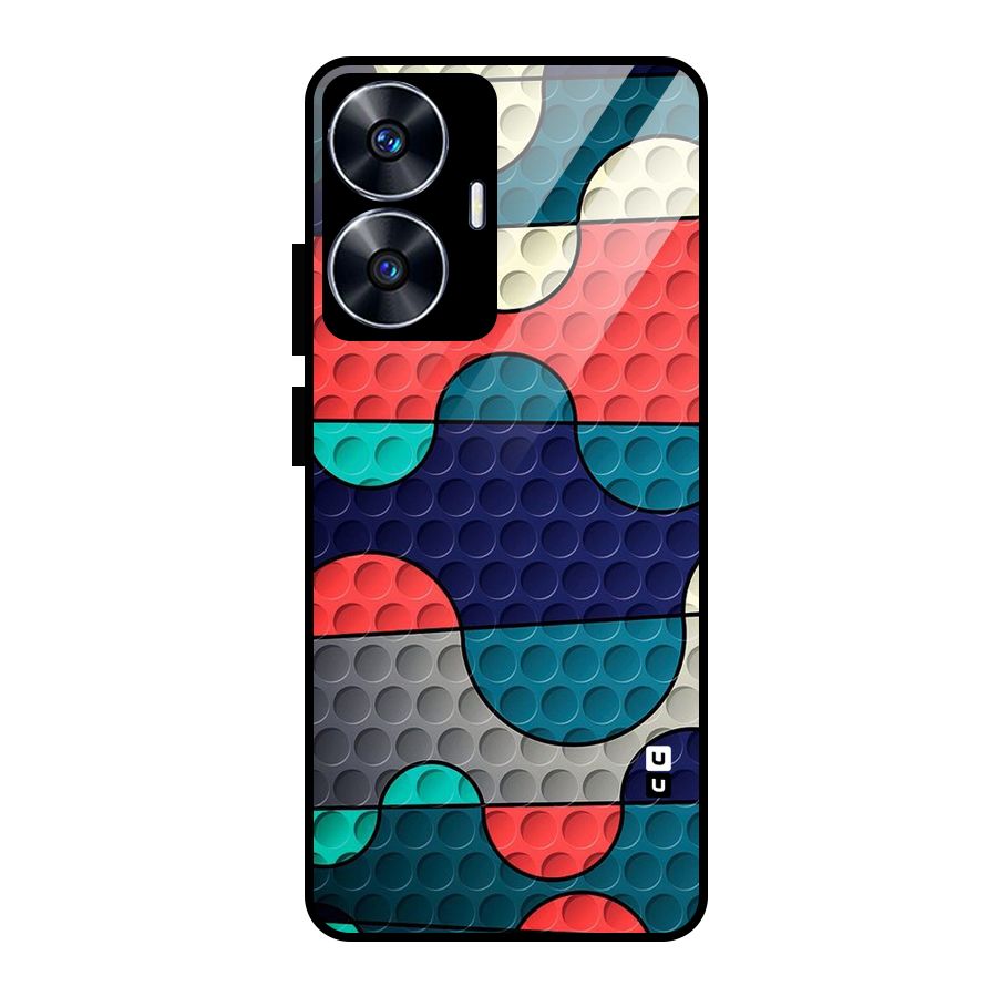 Colorful Puzzle Design Glass Back Case for Realme Narzo N55