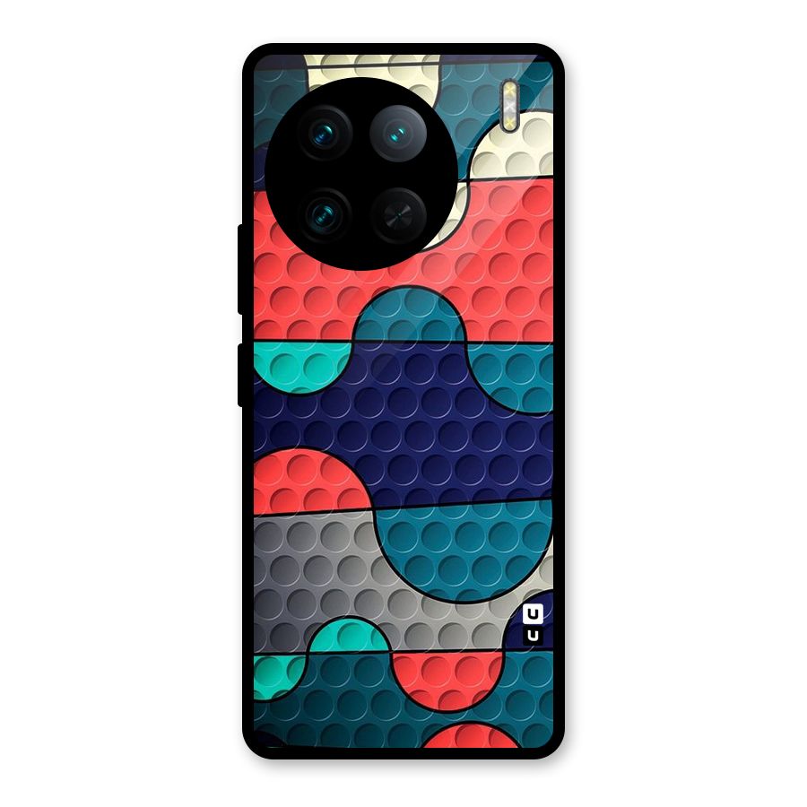 Colorful Puzzle Design Glass Back Case for Vivo X90 Pro