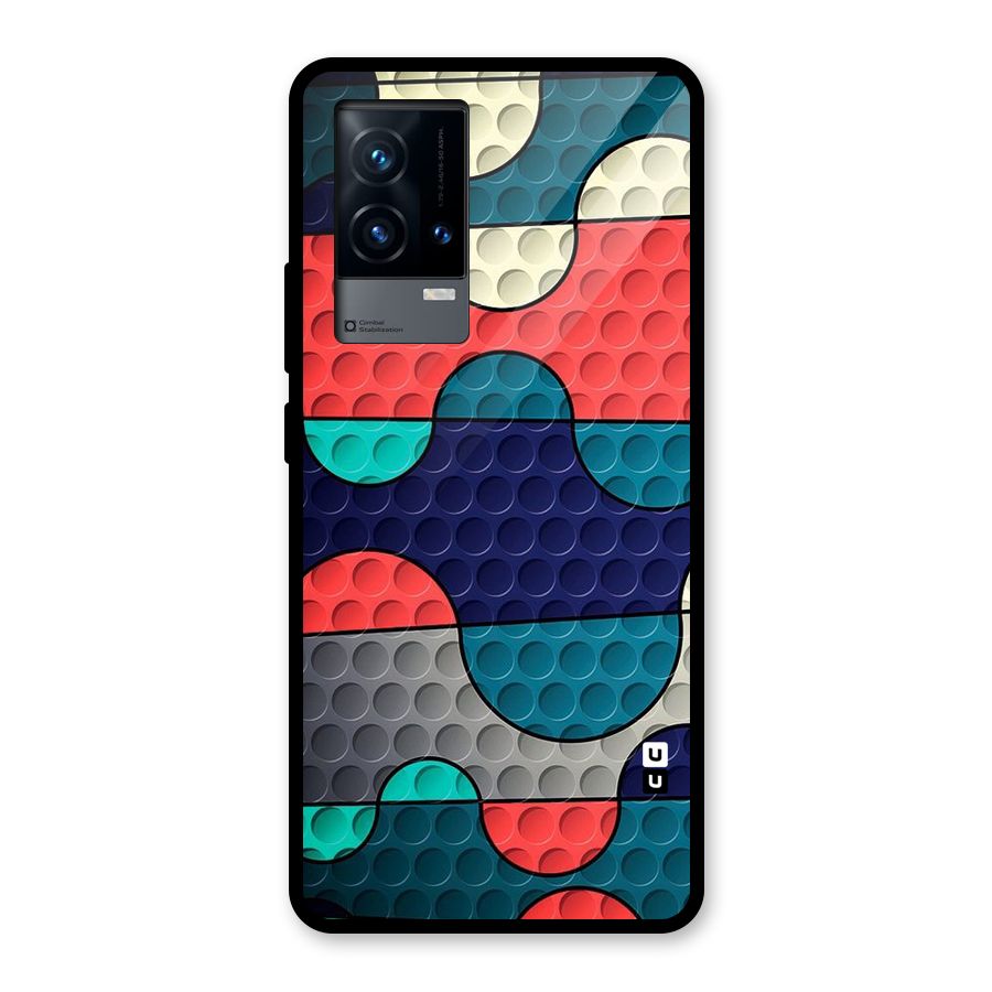 Colorful Puzzle Design Glass Back Case for iQOO 9 5G