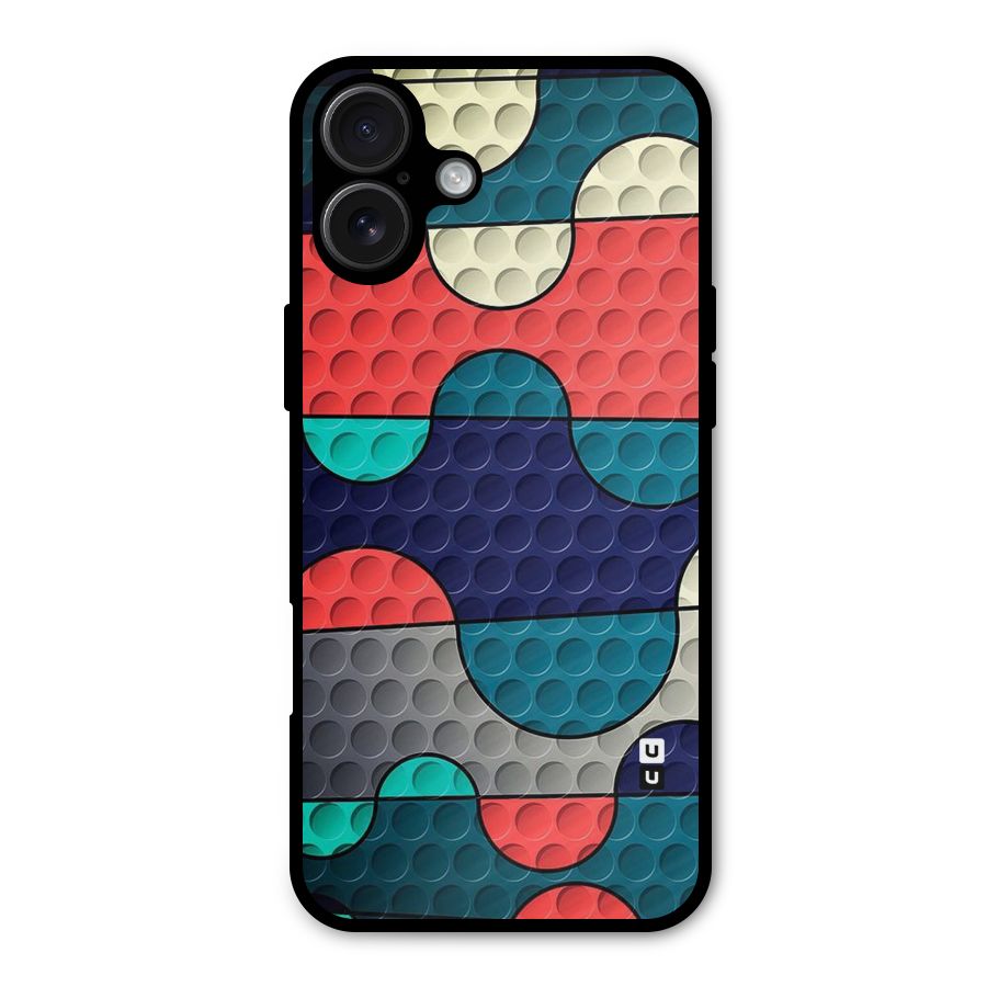 Colorful Puzzle Design Metal Back Case for iPhone 16 Plus