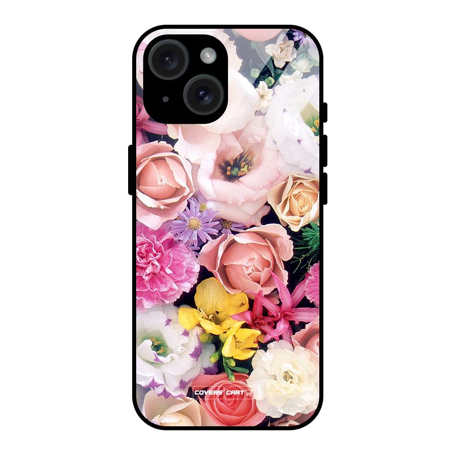 Colorful Roses Glass Back Case for iPhone 15