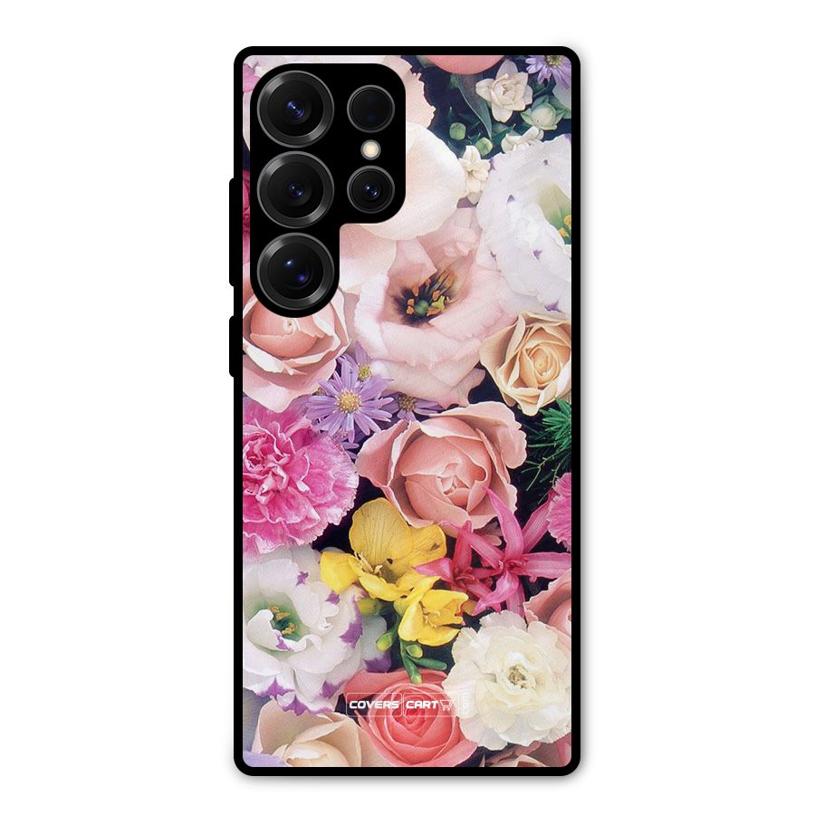 Colorful Roses Metal Back Case for Galaxy S25 Ultra