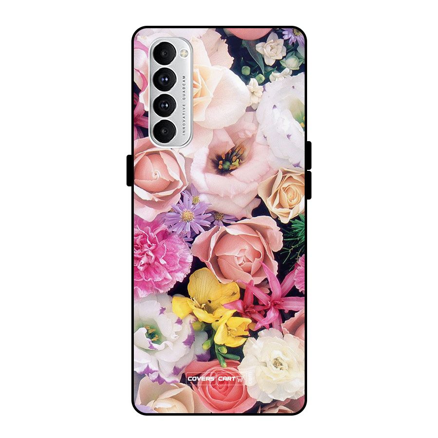 Colorful Roses Metal Back Case for Oppo Reno4 Pro