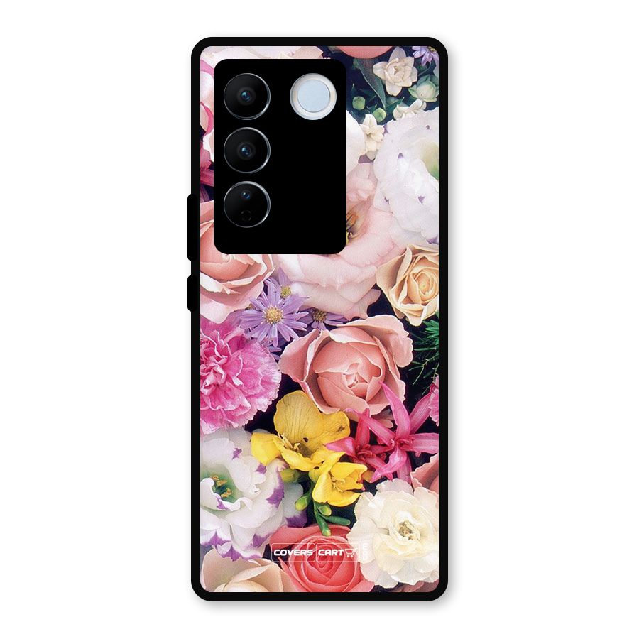 Colorful Roses Metal Back Case for Vivo V27 Pro