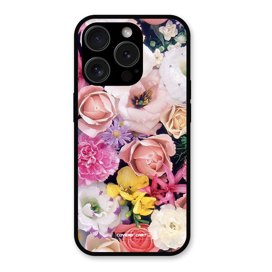 Colorful Roses Metal Back Case for iPhone 15 Pro
