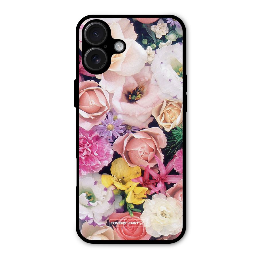 Colorful Roses Metal Back Case for iPhone 16 Plus