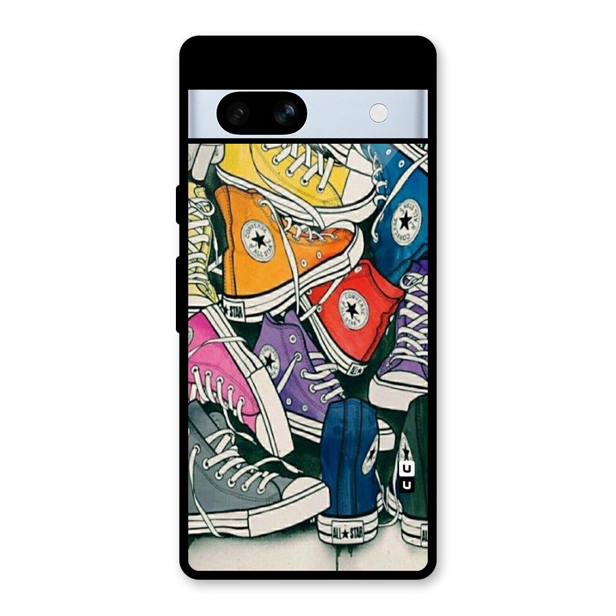 Colorful Shoes Glass Back Case for Google Pixel 7a