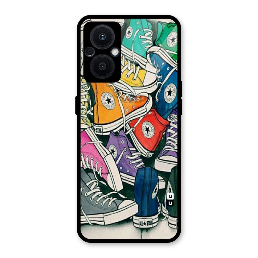 Colorful Shoes Glass Back Case for Oppo F21s Pro 5G