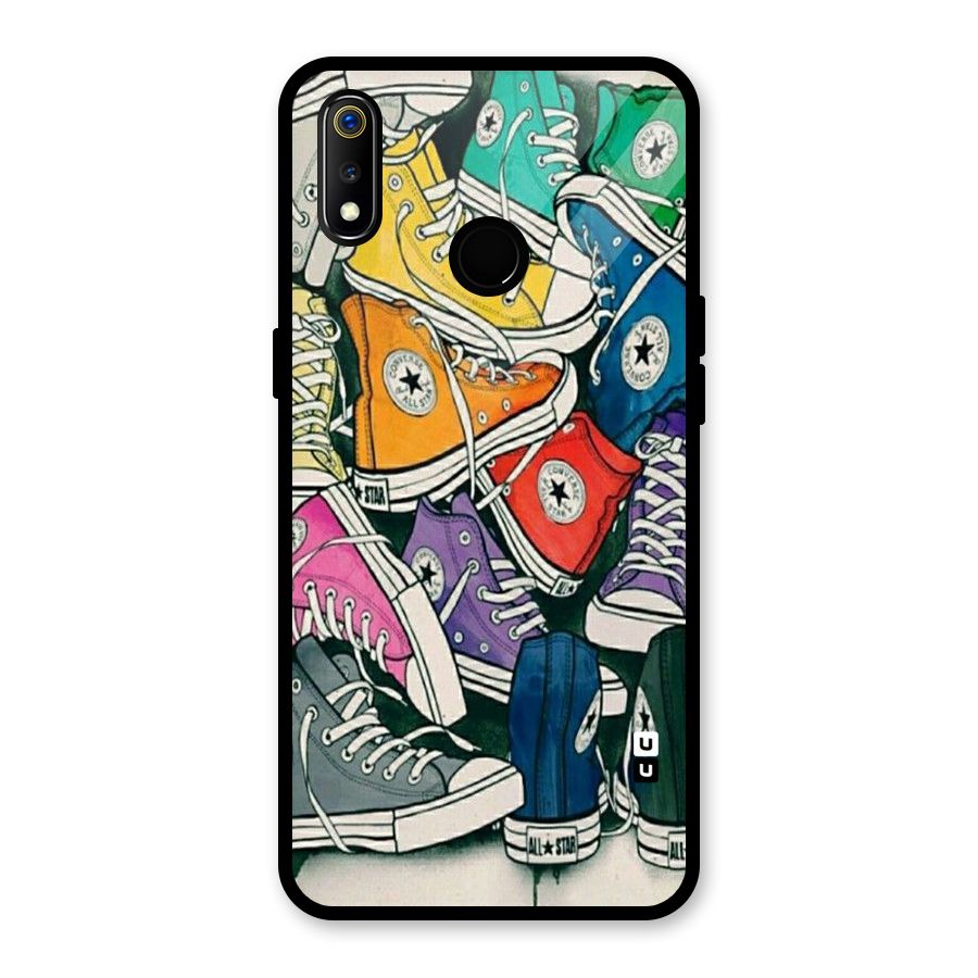 Colorful Shoes Glass Back Case for Realme 3