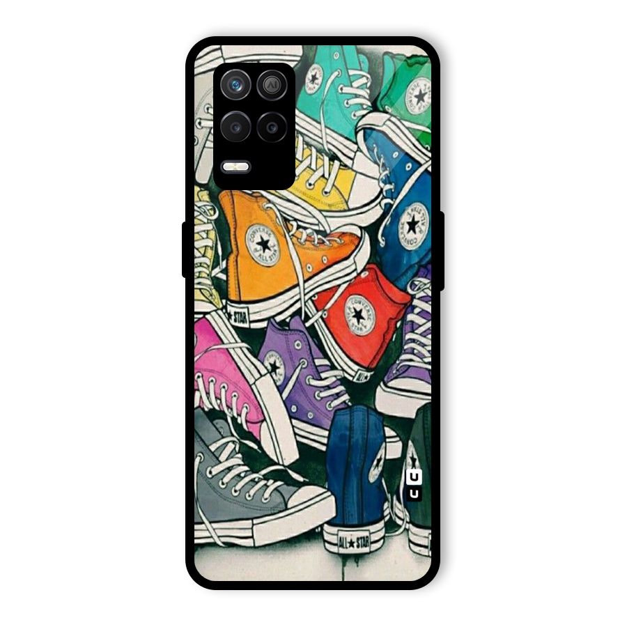 Colorful Shoes Glass Back Case for Realme 8s 5G
