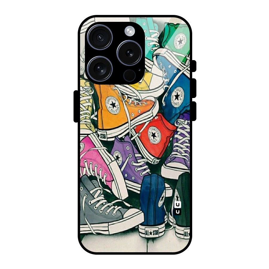Colorful Shoes Glass Back Case for iPhone 15 Pro