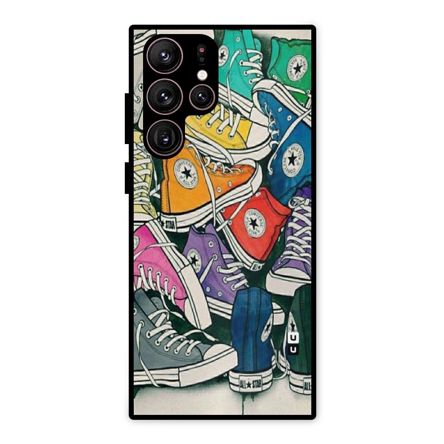 Colorful Shoes Metal Back Case for Galaxy S22 Ultra 5G