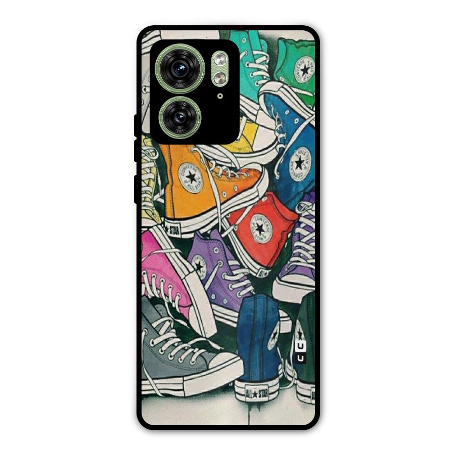 Colorful Shoes Metal Back Case for Motorola Edge 40 5G