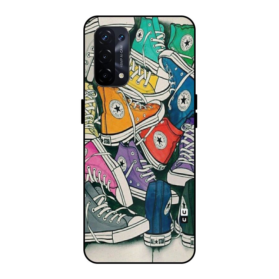 Colorful Shoes Metal Back Case for Oppo A74 5G