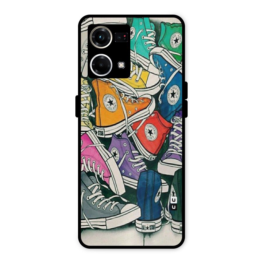 Colorful Shoes Metal Back Case for Oppo F21 Pro 4G
