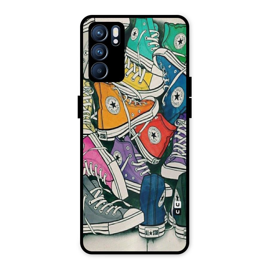 Colorful Shoes Metal Back Case for Oppo Reno6 5G