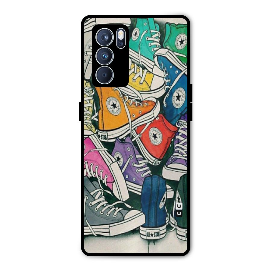Colorful Shoes Metal Back Case for Oppo Reno6 Pro 5G