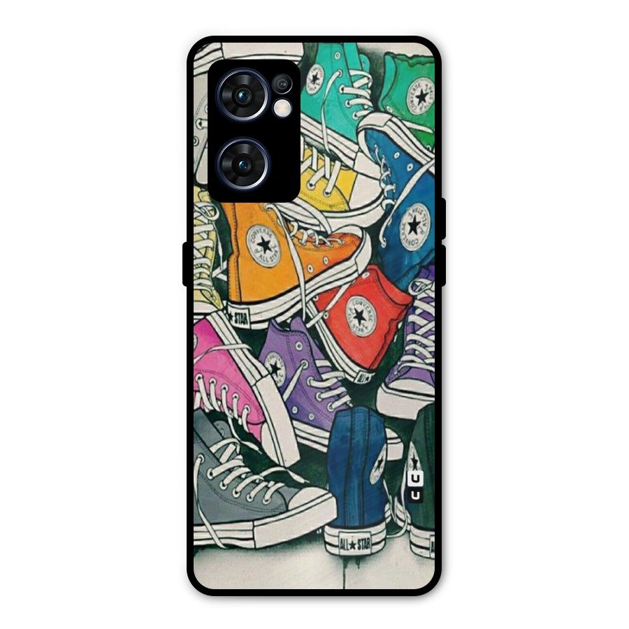 Colorful Shoes Metal Back Case for Oppo Reno7 5G