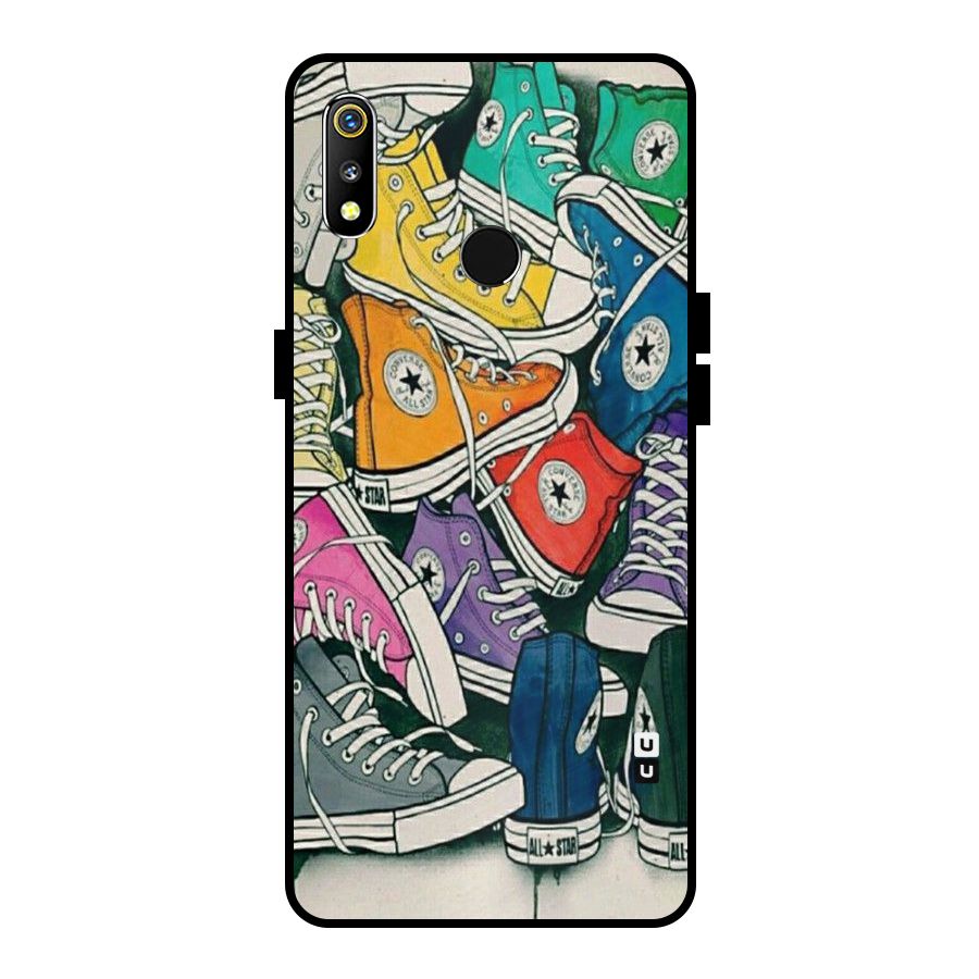 Colorful Shoes Metal Back Case for Realme 3i