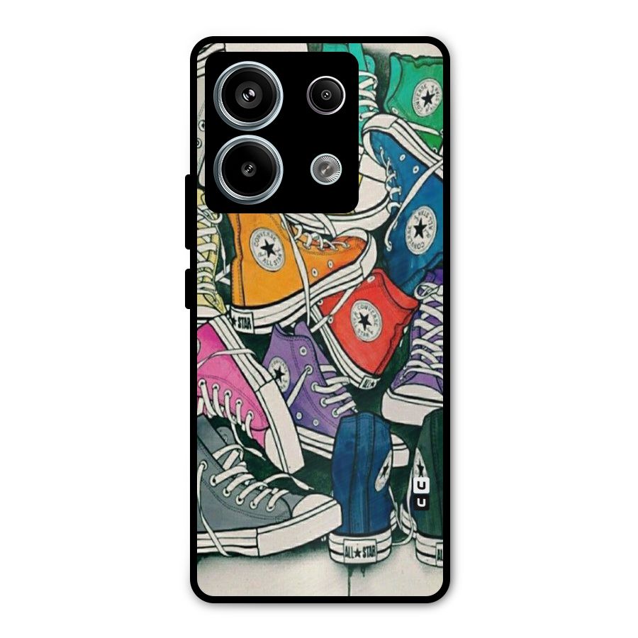 Colorful Shoes Metal Back Case for Redmi Note 13 Pro 5G