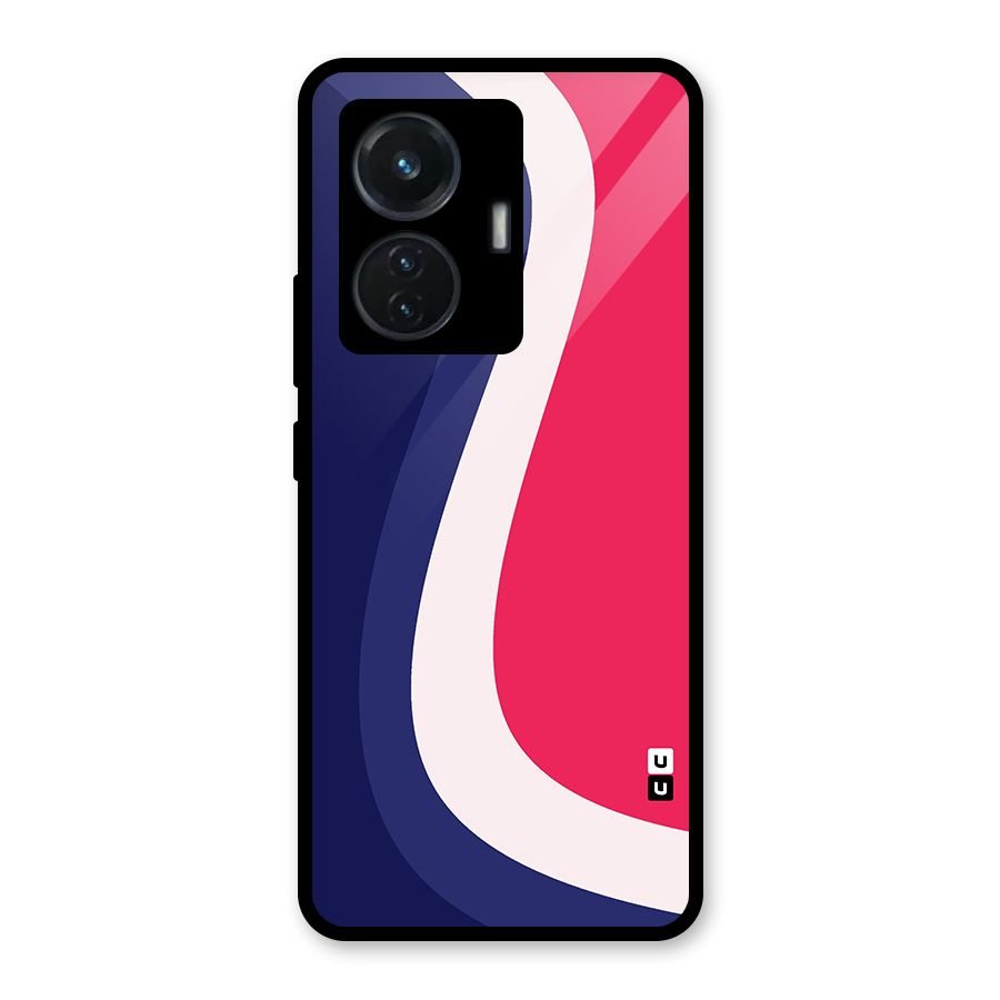 Colorful Wavy Print Glass Back Case for iQOO Z6 44W