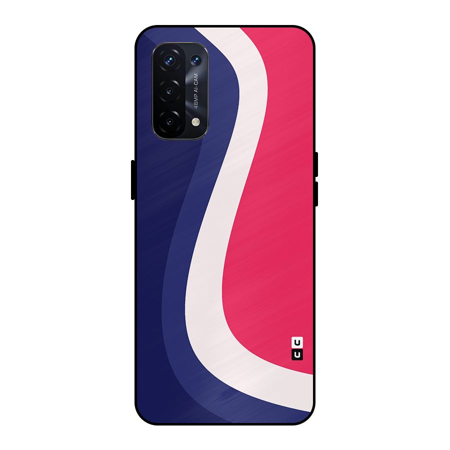 Colorful Wavy Print Metal Back Case for Oppo A74 5G