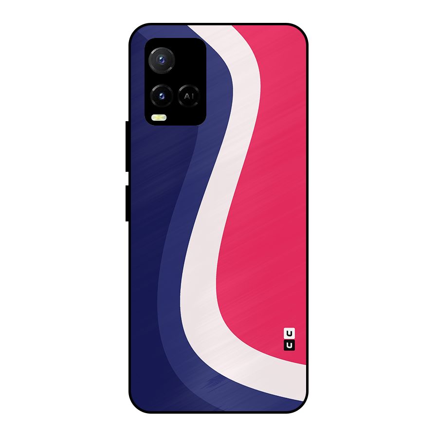 Colorful Wavy Print Metal Back Case for Vivo Y21A