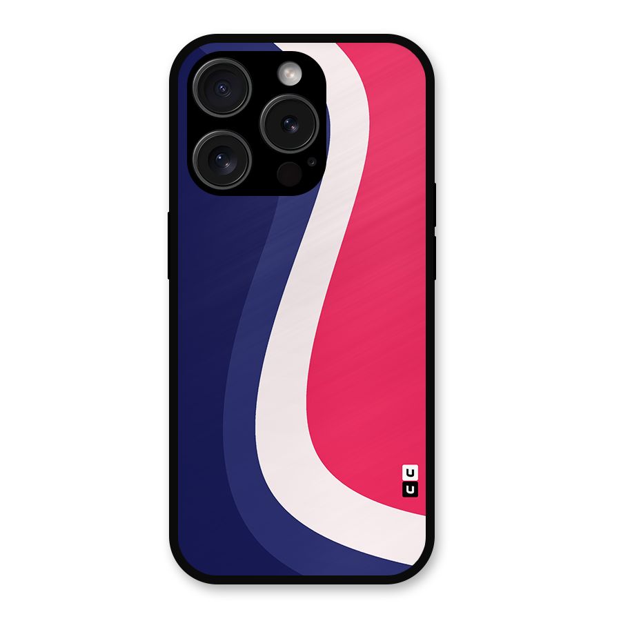 Colorful Wavy Print Metal Back Case for iPhone 15 Pro