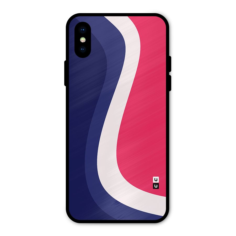 Colorful Wavy Print Metal Back Case for iPhone XS