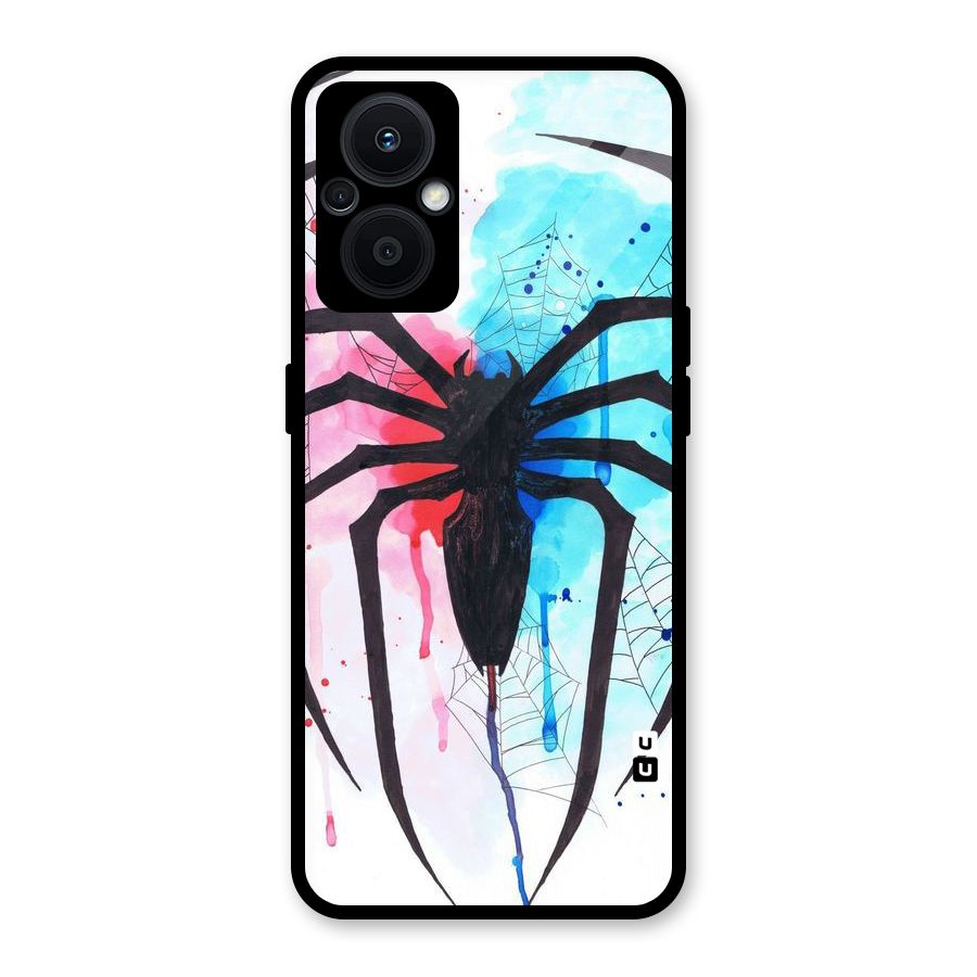 Colorful Web Glass Back Case for Oppo F21s Pro 5G