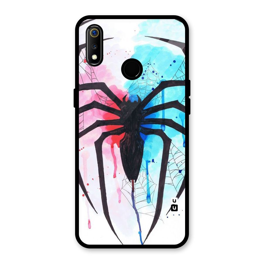 Colorful Web Glass Back Case for Realme 3