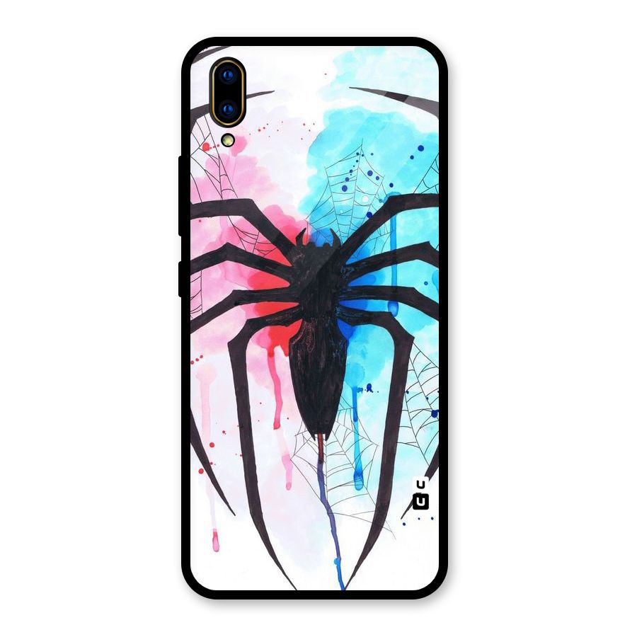 Colorful Web Glass Back Case for Vivo V11 Pro
