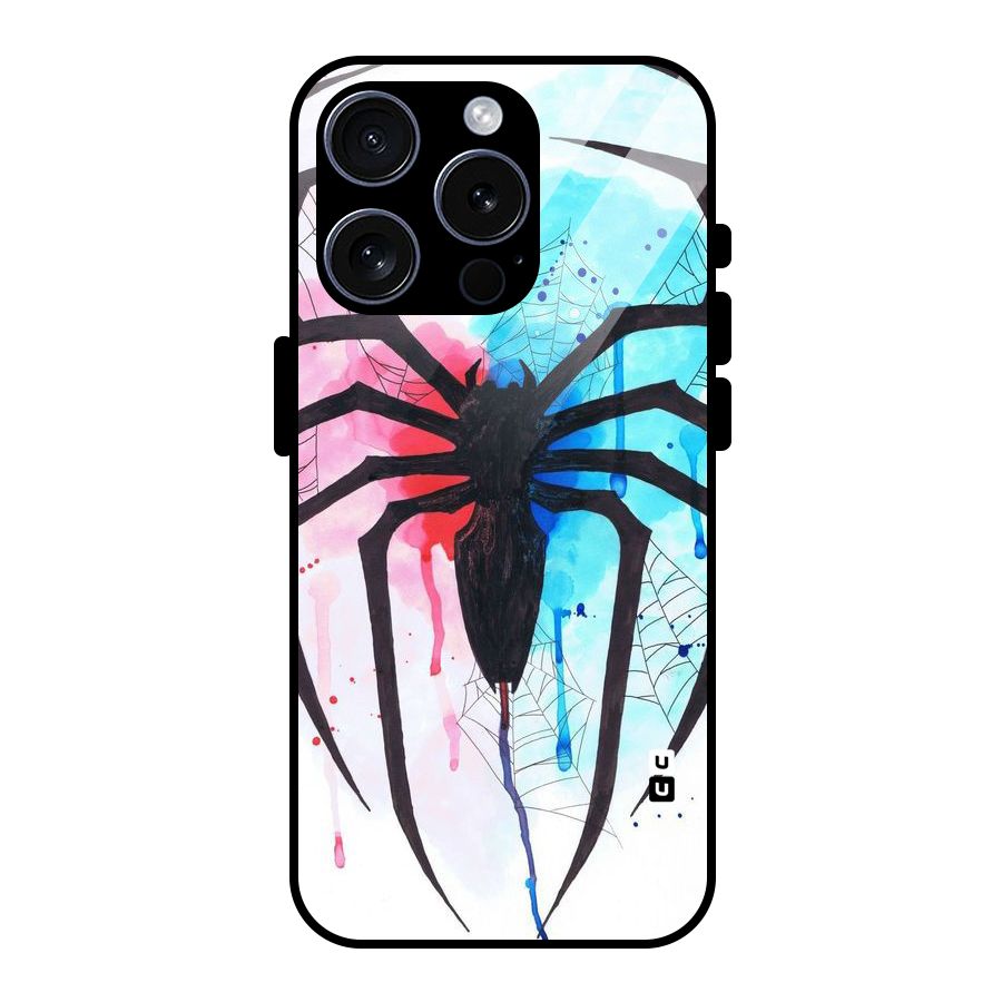 Colorful Web Glass Back Case for iPhone 15 Pro